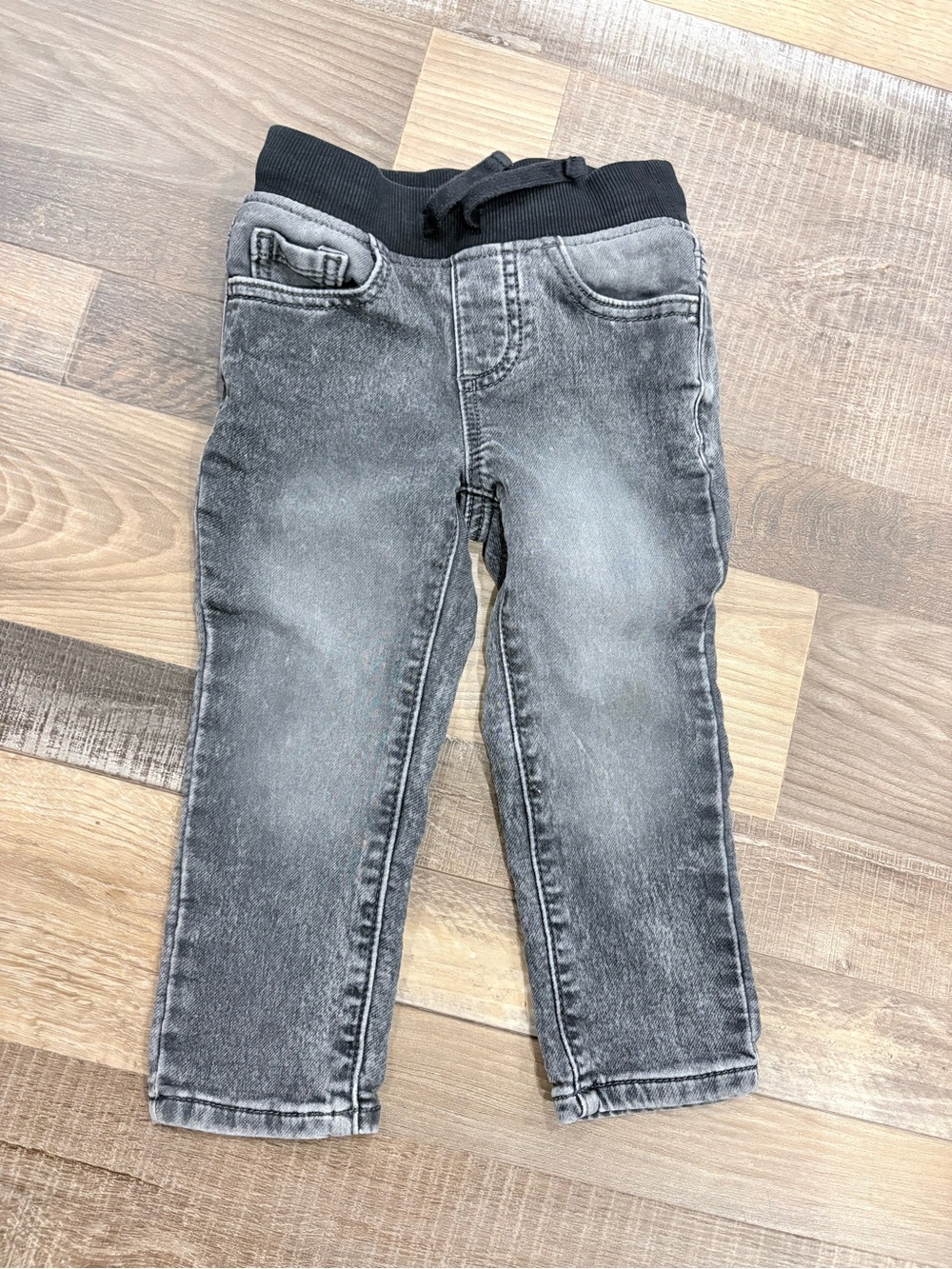 wonder nation Faded Black Wash Denim-Style Joggers